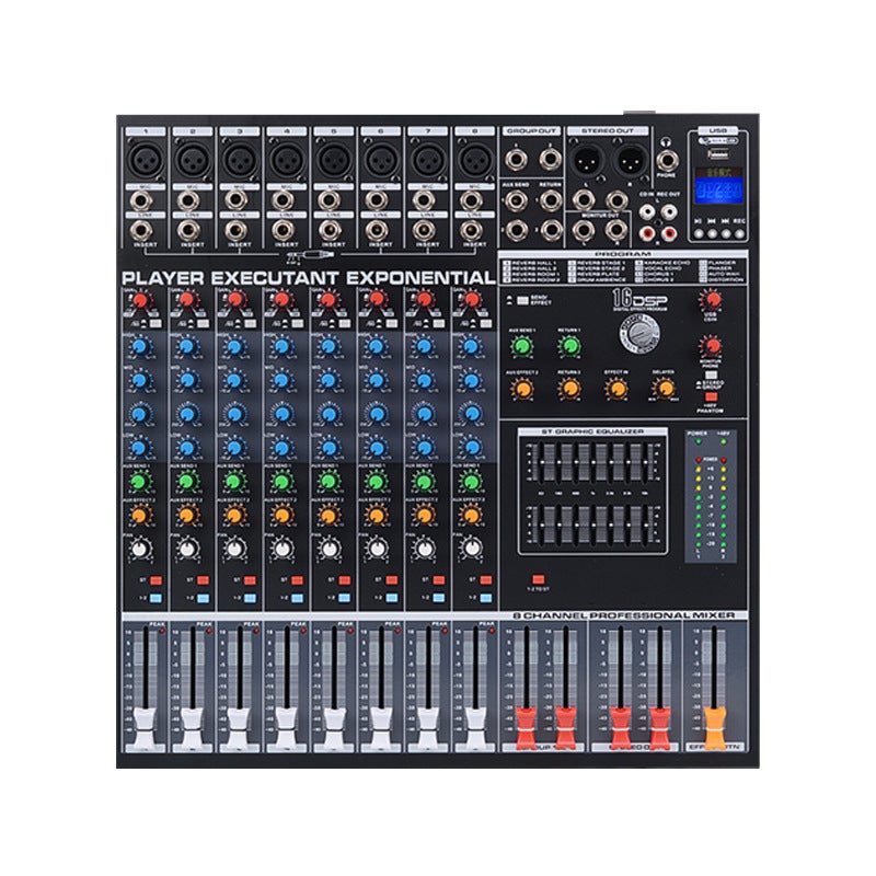 خلاط احترافي 8-طرق 16-طرق مع تأثير بلوتوث 12-طرق أداء مسرحي كيه تي في زفاف يو إس بي صدى متعدد الوظائف - Image 1